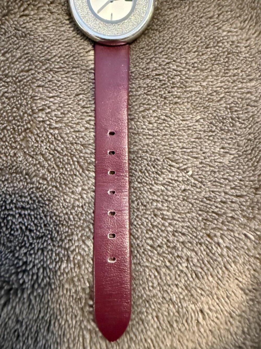 Swarovski Watch with Burgundy Strap and Silver Detailing - Picture 3 of 6